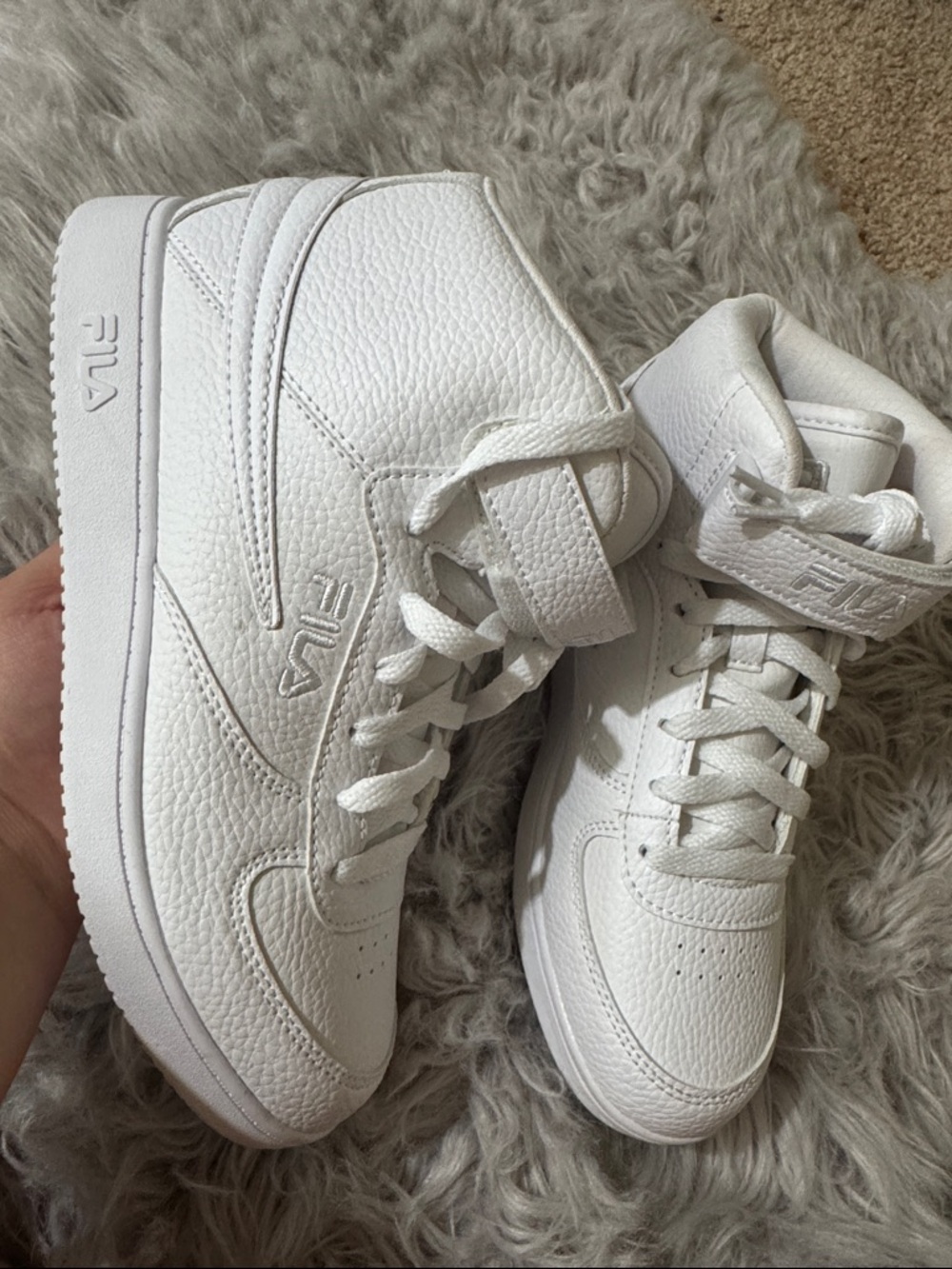 Fila White High-Top Strap Sneakers